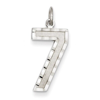 Casted Large Diamond Cut Number 7 Charm 14k White Gold WLN07, MPN: WLN07, 886774120836
