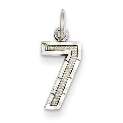 Casted Small Diamond Cut Number 7 Charm 14k White Gold WSN07, MPN: WSN07, 886774121352