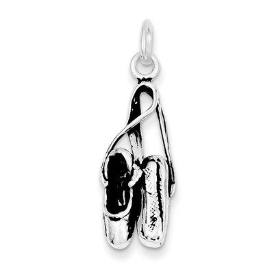 Ballet Shoes Charm Antiqued Sterling Silver QC7786, MPN: QC7786, 883957138473