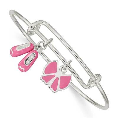 Enamel Ballet Shoes &amp; Bow Children&#39;s Bangle Sterling Silver QB1281, MPN: QB1281, 886774086934