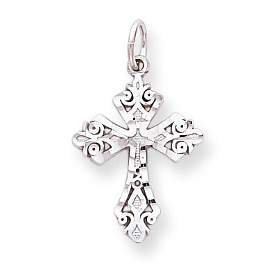 Diamond-Cut CROSS CHARM 10k White Gold 10WC45, MPN: 10WC45, 886774085654