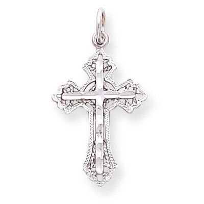 Diamond-Cut CROSS CHARM 10k White Gold 10WC46, MPN: 10WC46, 886774085661