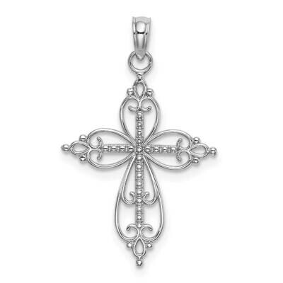 Beaded Cross Charm 14k White Gold K9585W, MPN: K9585W, 637218178544