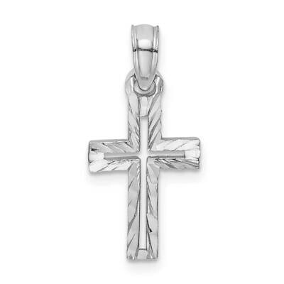 Diamond-Cut Cross Charm 10k White Gold 10K8499W, MPN: 10K8499W,