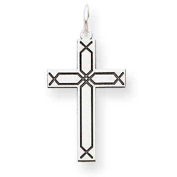 Laser Designed Cross Charm 14k White Gold XR949, MPN: XR949, 886774132983