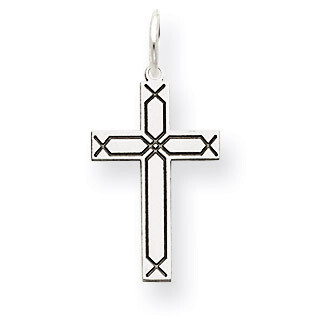 Laser Designed Cross Charm 14k White Gold XR948, MPN: XR948, 886774132976