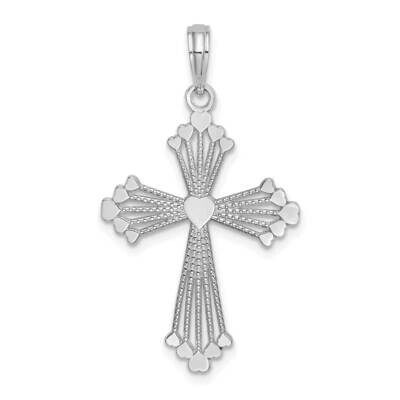 Cross with Heart Center Charm 14k White Gold K8562W, MPN: K8562W,