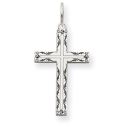 Laser Designed Cross Charm 14k White Gold XR1012, MPN: XR1012, 886774131016