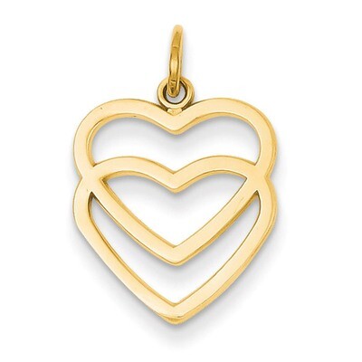 Double Heart Charm 14k Gold K2548, MPN: K2548, 886774098111