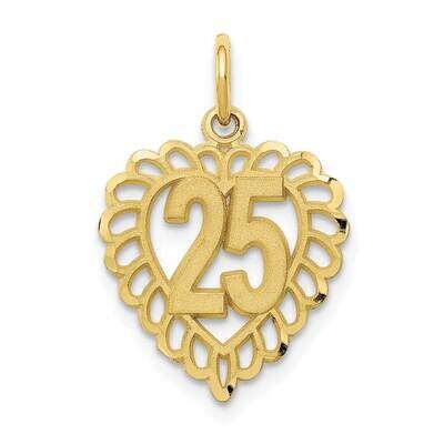 25 In A Heart Charm 10k Gold 10ZC986, MPN: 10ZC986,