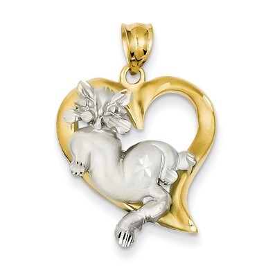 Cat In Heart Charm 14k Gold D155, MPN: D155, 886774092416