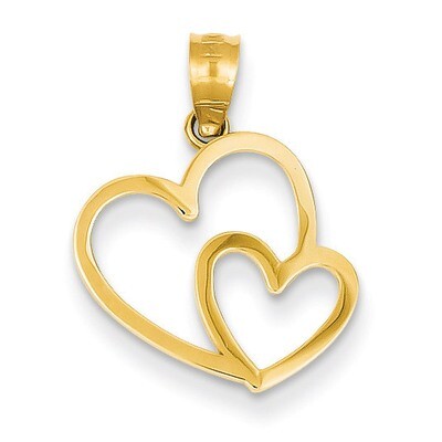 Double Heart Charm 14k Gold K4671, MPN: K4671, 886774256528
