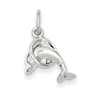 Dolphin Diving Through Hoop Charm Sterling Silver QC6938, MPN: QC6938, 883957137599