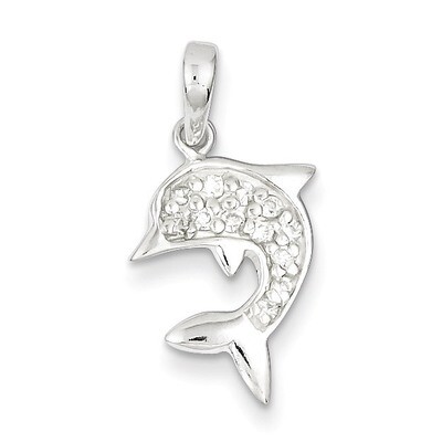 Cubic Zirconia Dolphin Pendant Sterling Silver QC7660, MPN: QC7660, 883957479309