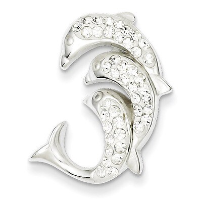 Sterling Silver Stellux Crystal Triple Dolphin Pendant QP2477