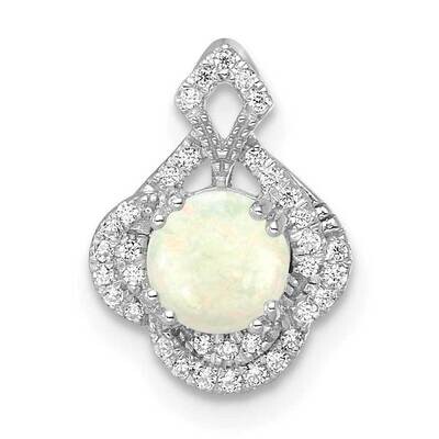 Oval Opal &amp; Diamond Vintage Chain Slide 14k White Gold Polished PM8526-OP-010-WA, MPN: PM8526-OP-01…