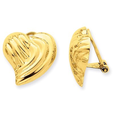 Non-pierced Heart Earrings 14k Gold H636, MPN: H636, 658226125795