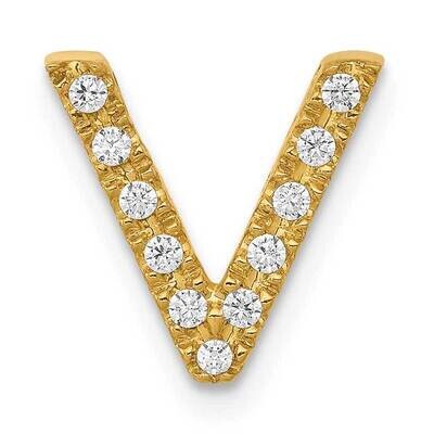 Initial V Charm 14k Gold Diamond PM5221V-010-YA, MPN: PM5221V-010-YA, 191101543944