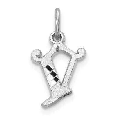 Initial V Charm 10k White Gold Diamond-cut 10WCH139-V, MPN: 10WCH139-V,