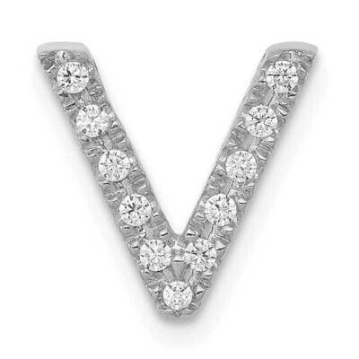 Initial V Charm 14k White Gold Diamond PM5221V-010-WA, MPN: PM5221V-010-WA, 883957214023