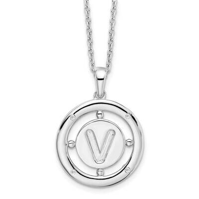 White Ice .025Ct. Diamond Initial V Necklace Sterling Silver QW499V-18, MPN: QW499V-18, 191101479038