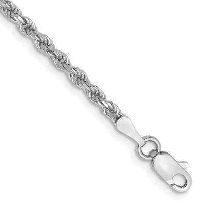 2.25mm Diamond-Cut Rope Chain 7 Inch 10k White Gold 10K018W-7, MPN: 10K018W-7, 191101567827