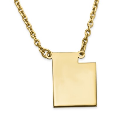 Utah State Pendant Necklace with Chain 14k Yellow Gold Engravable XNA706Y-UT, MPN: XNA706Y-UT, 8867…