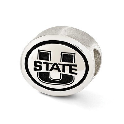 Antiqued Utah State University Collegiate Bead Sterling Silver QRS3309