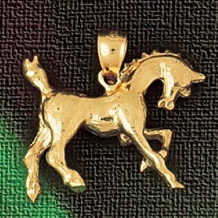 Dazzlers Jewelry Wild Horse Pendant Necklace Charm Bracelet in Yellow, White or Rose Gold 1842, MPN…