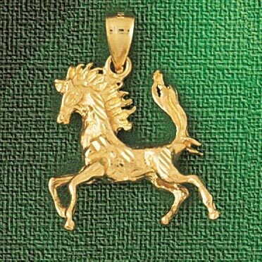 Dazzlers Jewelry Wild Horse Pendant Necklace Charm Bracelet in Yellow, White or Rose Gold 1841, MPN…