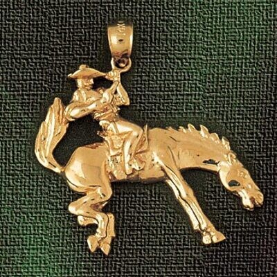 Dazzlers Jewelry Cowboy On Wild Horse Pendant Necklace Charm Bracelet in Yellow, White or Rose Gold…