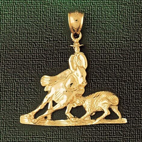 Dazzlers Jewelry Cowboy On Wild Horse Pendant Necklace Charm Bracelet in Yellow, White or Rose Gold…