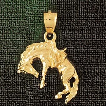 Dazzlers Jewelry Wild Horse Pendant Necklace Charm Bracelet in Yellow, White or Rose Gold 1838, MPN…