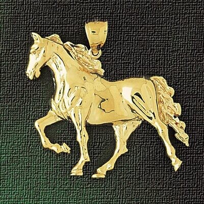 Dazzlers Jewelry Wild Horse Pendant Necklace Charm Bracelet in Yellow, White or Rose Gold 1744, MPN…
