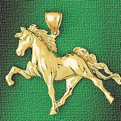 Dazzlers Jewelry Wild Horse Pendant Necklace Charm Bracelet in Yellow, White or Rose Gold 1745, MPN…