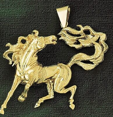 Dazzlers Jewelry Wild Horse Pendant Necklace Charm Bracelet in Yellow, White or Rose Gold 1740, MPN…