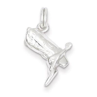 Cowboy Boot Charm Sterling Silver QC5044, MPN: QC5044, 723252331837