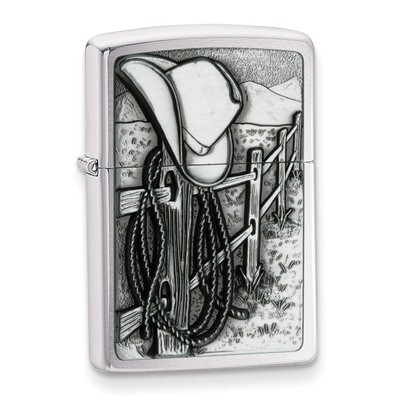 Zippo Resting Cowboy Brushed Chrome Lighter GM7257, MPN: GM7257, 41689248796