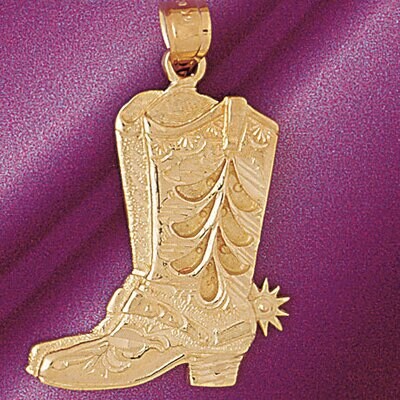 Dazzlers Jewelry Cowboy Boots Pendant Necklace Charm Bracelet in Yellow, White or Rose Gold 5203, M…
