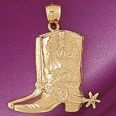 Dazzlers Jewelry Cowboy Boots Pendant Necklace Charm Bracelet in Yellow, White or Rose Gold 5202, M…