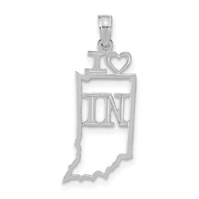 Indiana State Pendant 14k White Gold Solid D1162W, MPN: D1162W,