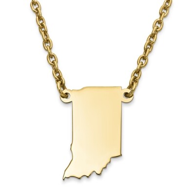Indiana State Pendant Necklace with Chain 14k Yellow Gold Engravable XNA706Y-IN, MPN: XNA706Y-IN, 8…