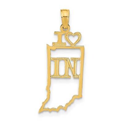 Indiana State Pendant 14k Gold Solid D1162, MPN: D1162,