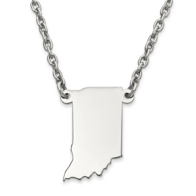 Indiana State Pendant Necklace with Chain Sterling Silver Engravable XNA706SS-IN, MPN: XNA706SS-IN,…