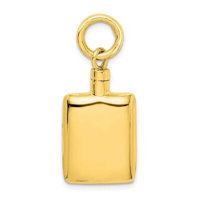 Polished Rectangular Ash Holder Pendant Sterling Silver Gold-Tone QC8398GP, MPN: QC8398GP,