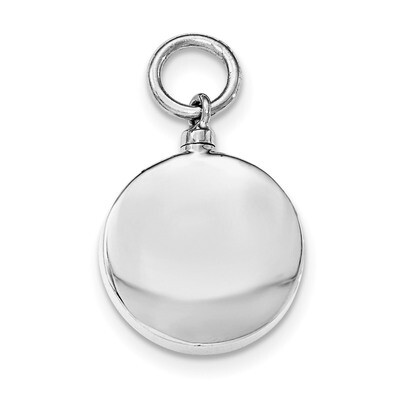 Round Ash Holder Pendant Sterling Silver Rhodium-plated Polished QC8402, MPN: QC8402, 886774762760