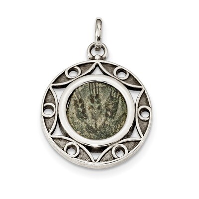 Bronze Antiqued Agrippa Coin Pendant Sterling Silver QAC133, MPN: QAC133,