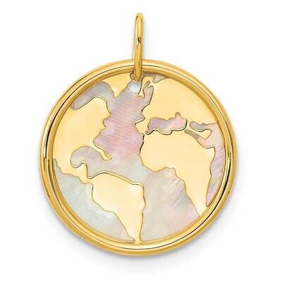 Mother of Pearl Earth Pendant 14k Gold Polished YC1476, MPN: YC1476, 196904076354
