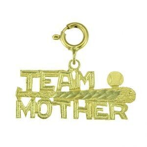Dazzlers Jewelry Baseball Team Mother Pendant Necklace Charm Bracelet in Yellow, White or Rose Gold…