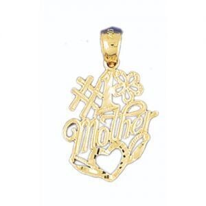 Dazzlers Jewelry Number One Mother Pendant Necklace Charm Bracelet in Yellow, White or Rose Gold 97…